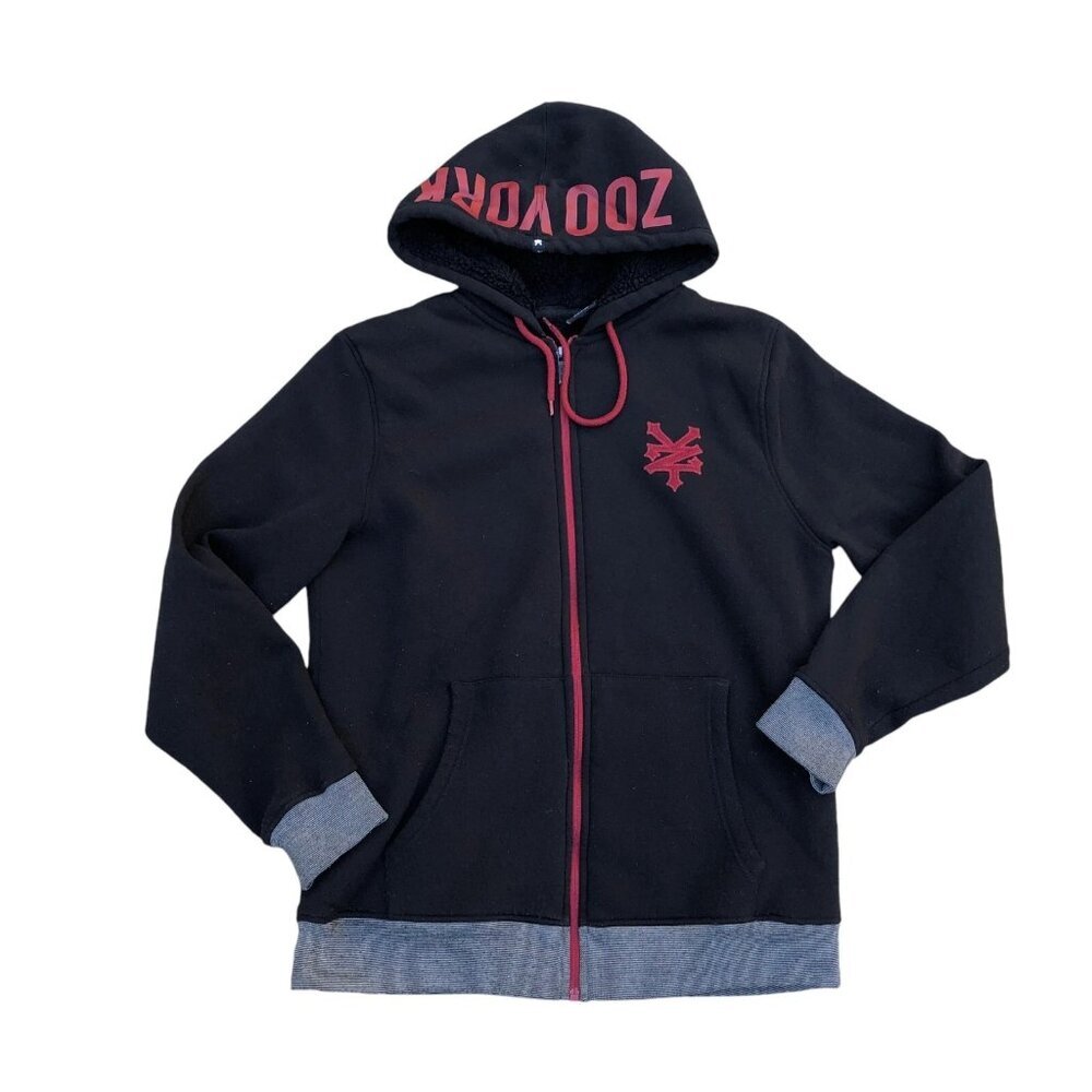 ZOO YORK Full Zip Hoodie Jacket LG Men's Black Sherpa Fleece Lined Winter Heavy​